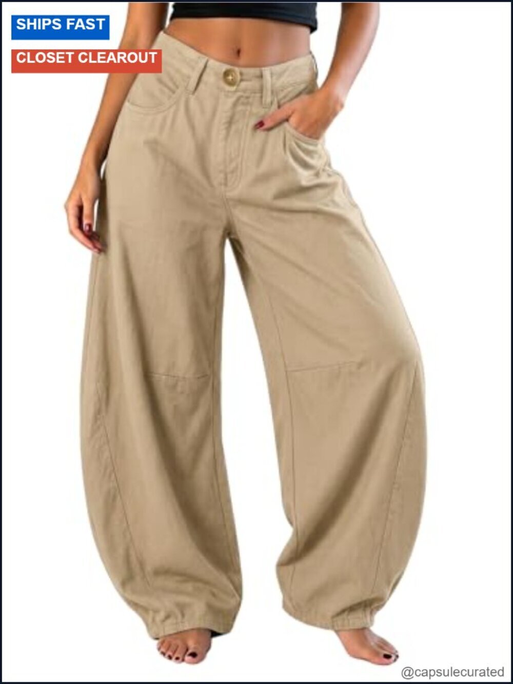 Faux Linen Barrel Pants Baggy Wide Leg Palazzo Summer Cotton Lightweight
